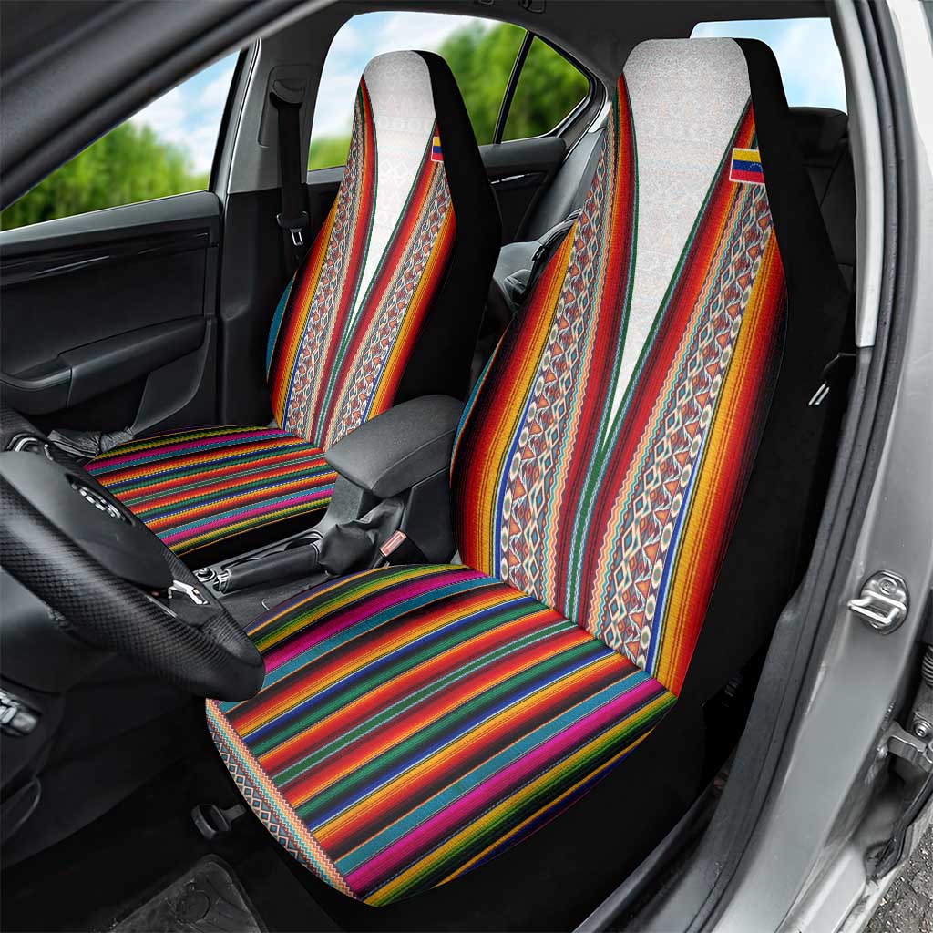 Venezuela Car Seat Cover with Andean Multicolor Woven Textile Stripe Spirit