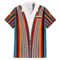 Venezuela Family Matching Long Sleeve Bodycon Dress and Hawaiian Shirt with Andean Multicolor Woven Textile Stripe Spirit