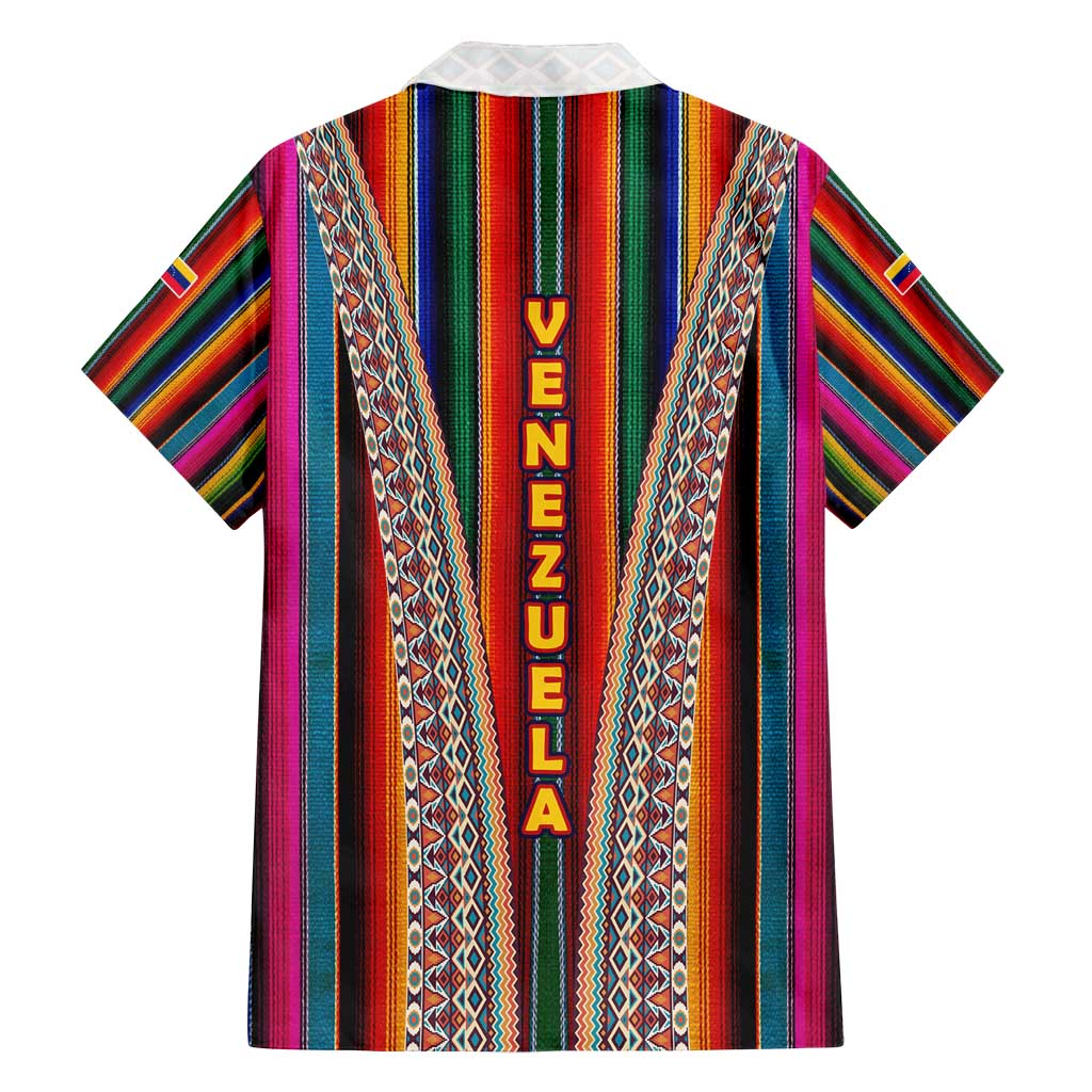 Venezuela Family Matching Off Shoulder Maxi Dress and Hawaiian Shirt with Andean Multicolor Woven Textile Stripe Spirit