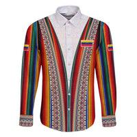Venezuela Family Matching Summer Maxi Dress and Hawaiian Shirt with Andean Multicolor Woven Textile Stripe Spirit