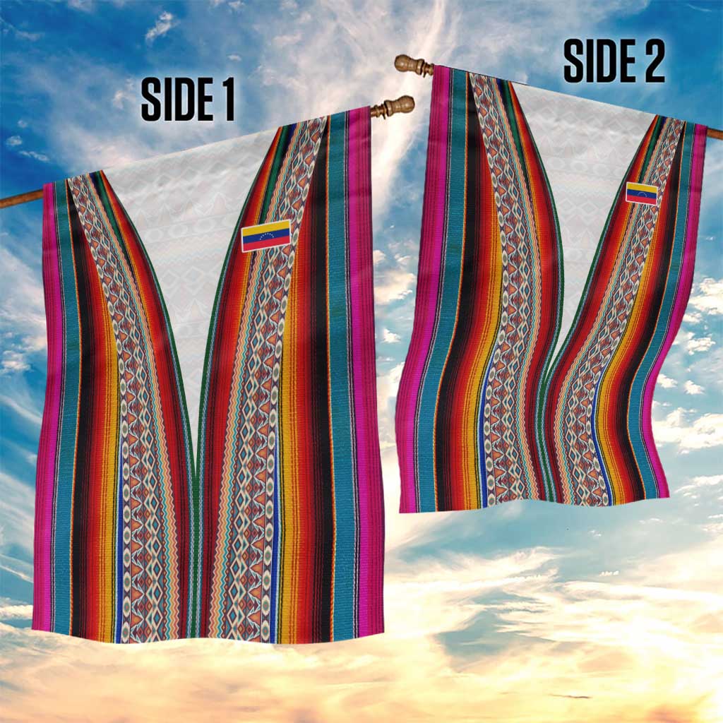 Venezuela Garden Flag with Andean Multicolor Woven Textile Stripe Spirit