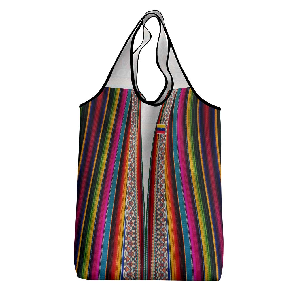 Venezuela Grocery Bag with Andean Multicolor Woven Textile Stripe Spirit