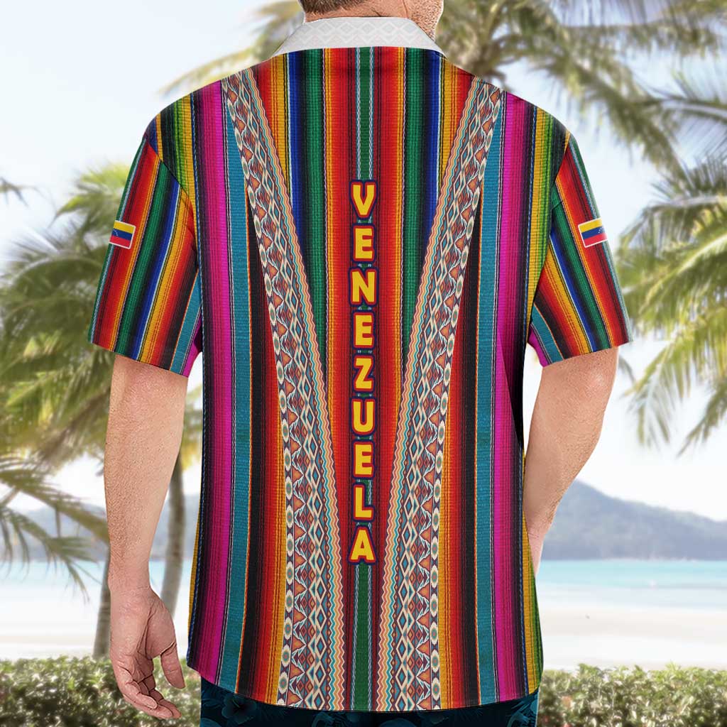 Venezuela Hawaiian Shirt with Andean Multicolor Woven Textile Stripe Spirit