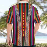 Venezuela Hawaiian Shirt with Andean Multicolor Woven Textile Stripe Spirit