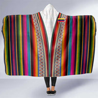 Venezuela Hooded Blanket with Andean Multicolor Woven Textile Stripe Spirit