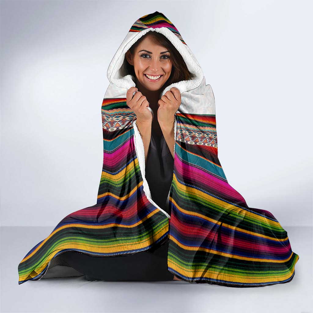 Venezuela Hooded Blanket with Andean Multicolor Woven Textile Stripe Spirit