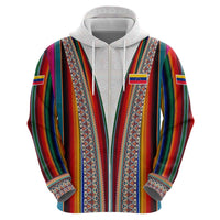 Venezuela Hoodie with Andean Multicolor Woven Textile Stripe Spirit