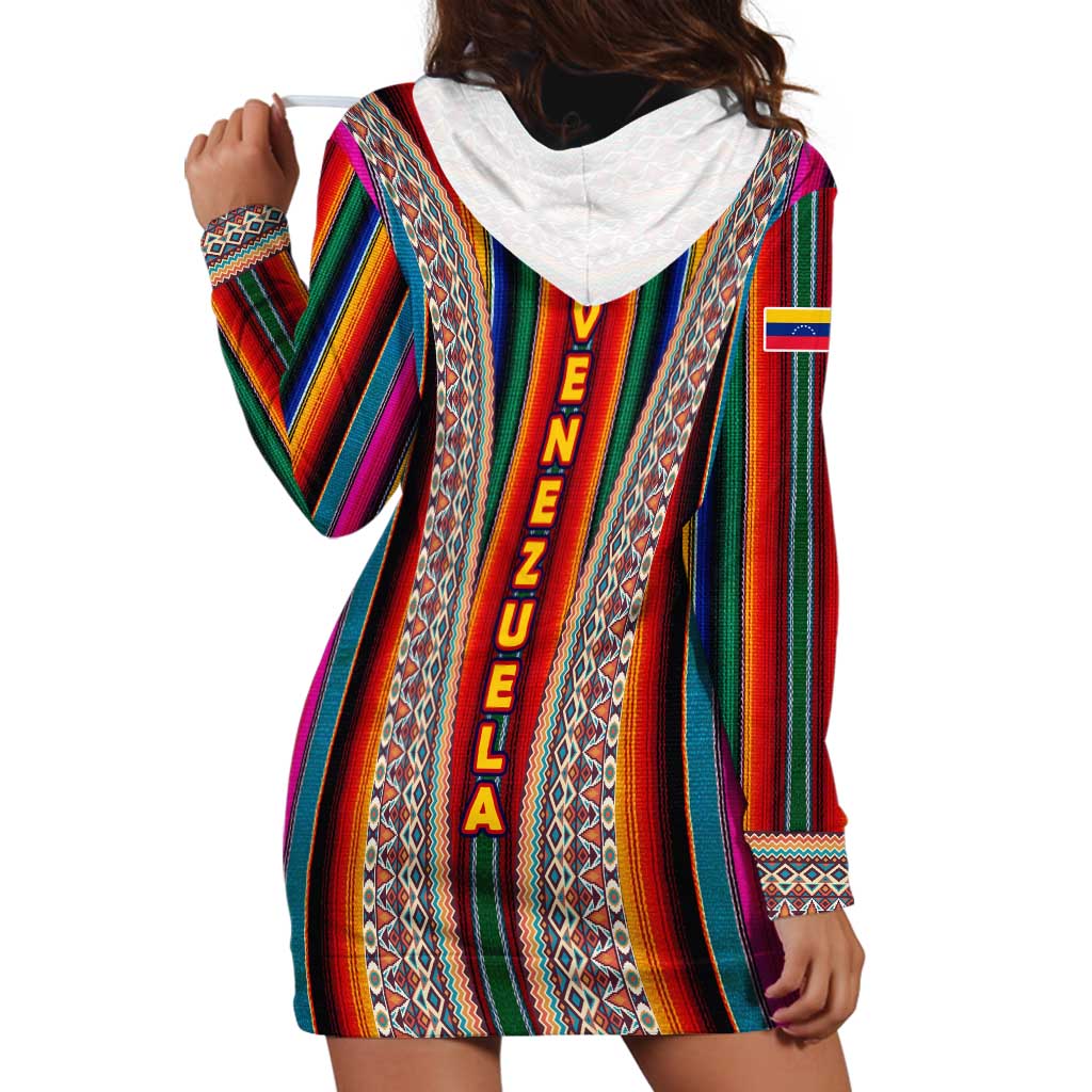 Venezuela Hoodie Dress with Andean Multicolor Woven Textile Stripe Spirit