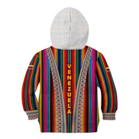 Venezuela Kid Hoodie with Andean Multicolor Woven Textile Stripe Spirit
