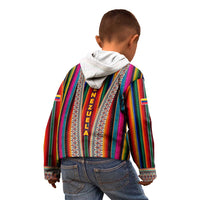 Venezuela Kid Hoodie with Andean Multicolor Woven Textile Stripe Spirit