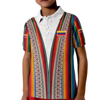 Venezuela Kid Polo Shirt with Andean Multicolor Woven Textile Stripe Spirit