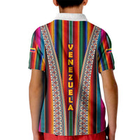 Venezuela Kid Polo Shirt with Andean Multicolor Woven Textile Stripe Spirit