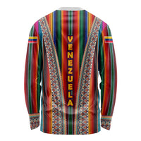 Venezuela Long Sleeve Shirt with Andean Multicolor Woven Textile Stripe Spirit
