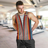 Venezuela Men Tank Top with Andean Multicolor Woven Textile Stripe Spirit