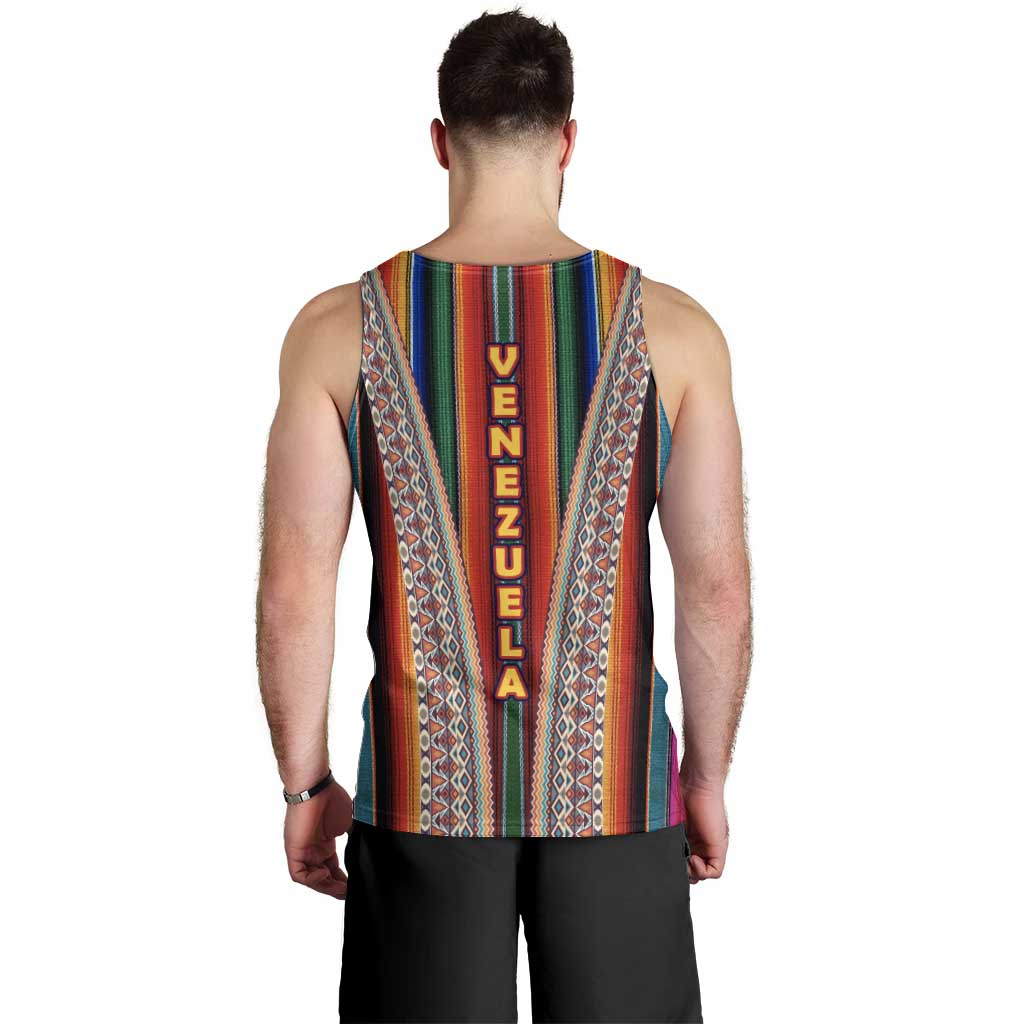 Venezuela Men Tank Top with Andean Multicolor Woven Textile Stripe Spirit