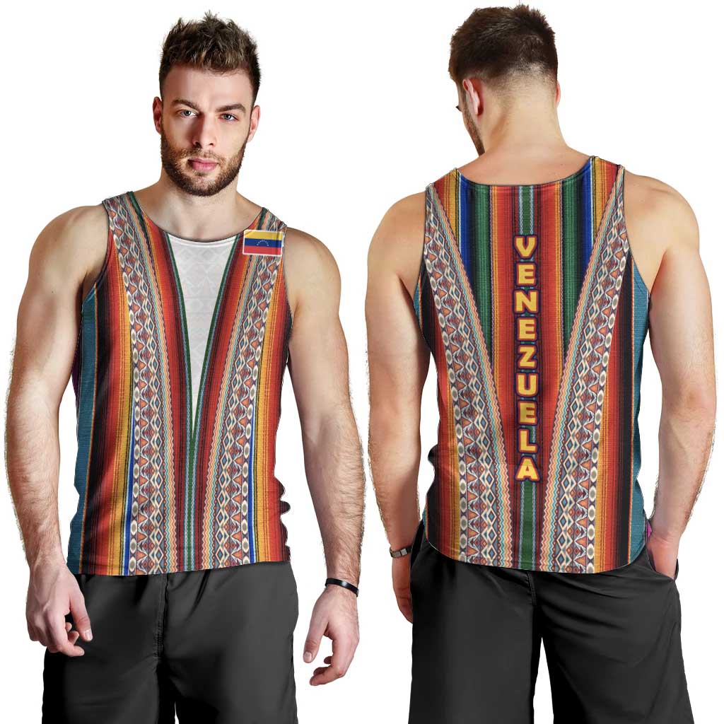 Venezuela Men Tank Top with Andean Multicolor Woven Textile Stripe Spirit
