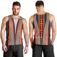 Venezuela Men Tank Top with Andean Multicolor Woven Textile Stripe Spirit