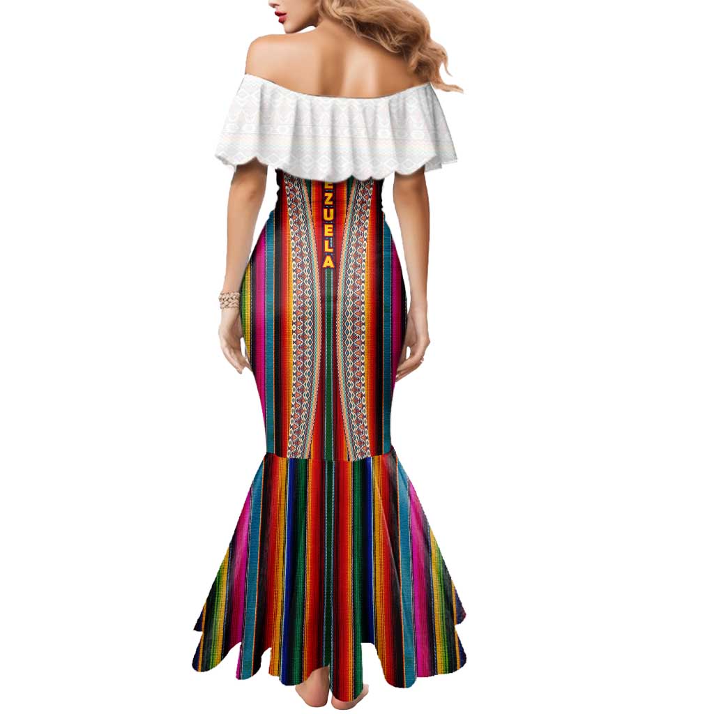 Venezuela Mermaid Dress with Andean Multicolor Woven Textile Stripe Spirit