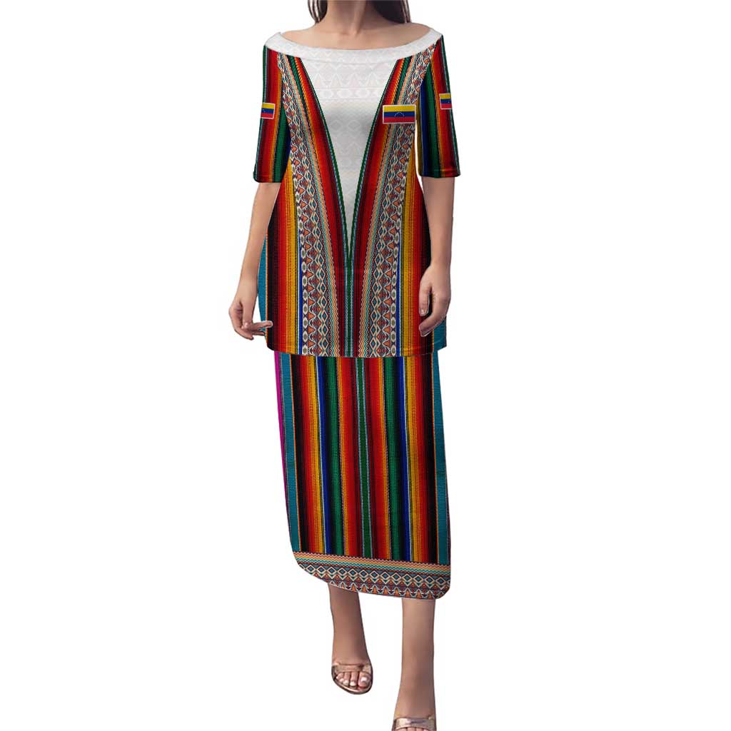 Venezuela Puletasi with Andean Multicolor Woven Textile Stripe Spirit