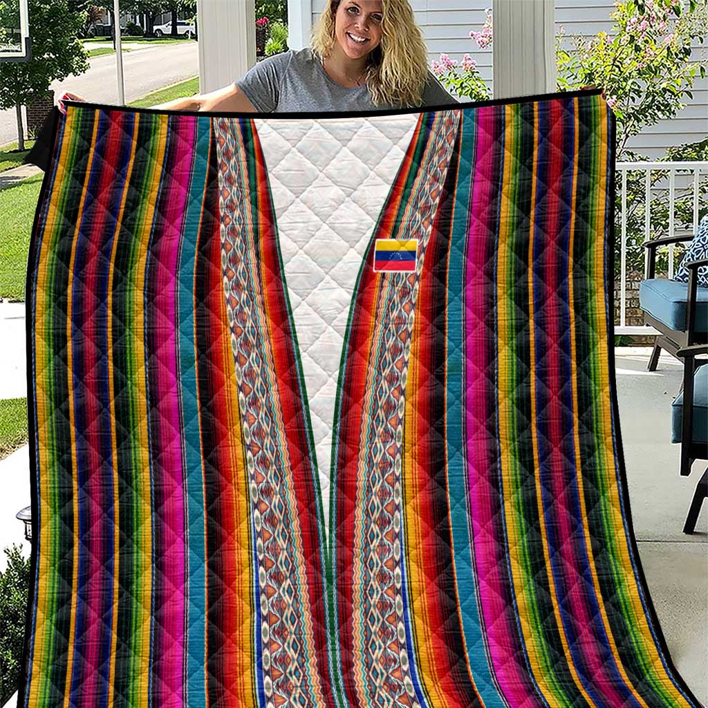 Venezuela Quilt with Andean Multicolor Woven Textile Stripe Spirit