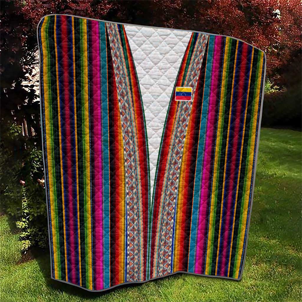 Venezuela Quilt with Andean Multicolor Woven Textile Stripe Spirit