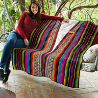 Venezuela Quilt with Andean Multicolor Woven Textile Stripe Spirit