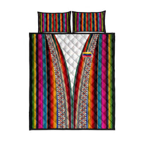 Venezuela Quilt Bed Set with Andean Multicolor Woven Textile Stripe Spirit