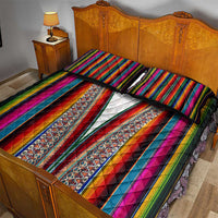 Venezuela Quilt Bed Set with Andean Multicolor Woven Textile Stripe Spirit