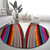Venezuela Round Carpet with Andean Multicolor Woven Textile Stripe Spirit