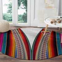 Venezuela Round Carpet with Andean Multicolor Woven Textile Stripe Spirit