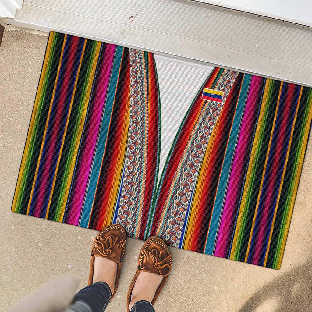 Venezuela Rubber Doormat with Andean Multicolor Woven Textile Stripe Spirit