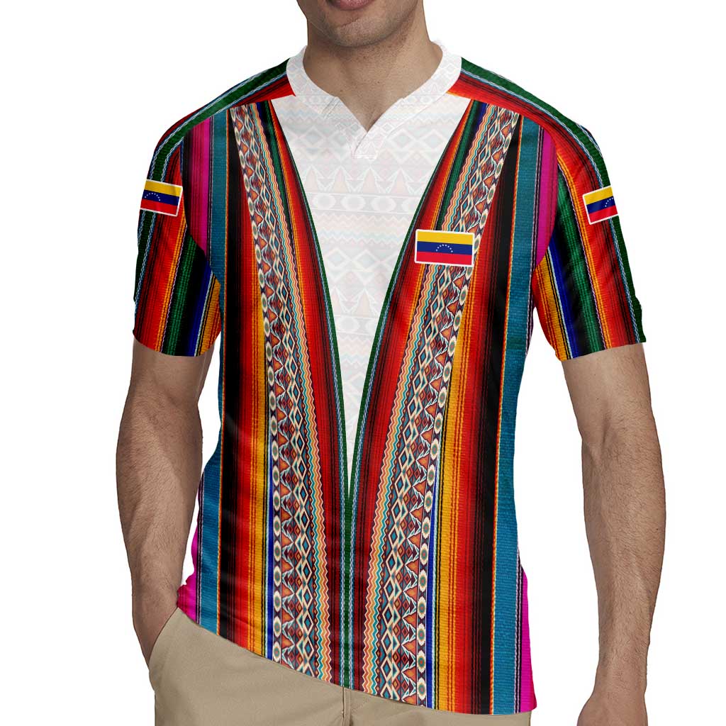 Venezuela Rugby Jersey with Andean Multicolor Woven Textile Stripe Spirit
