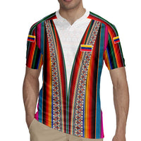 Venezuela Rugby Jersey with Andean Multicolor Woven Textile Stripe Spirit
