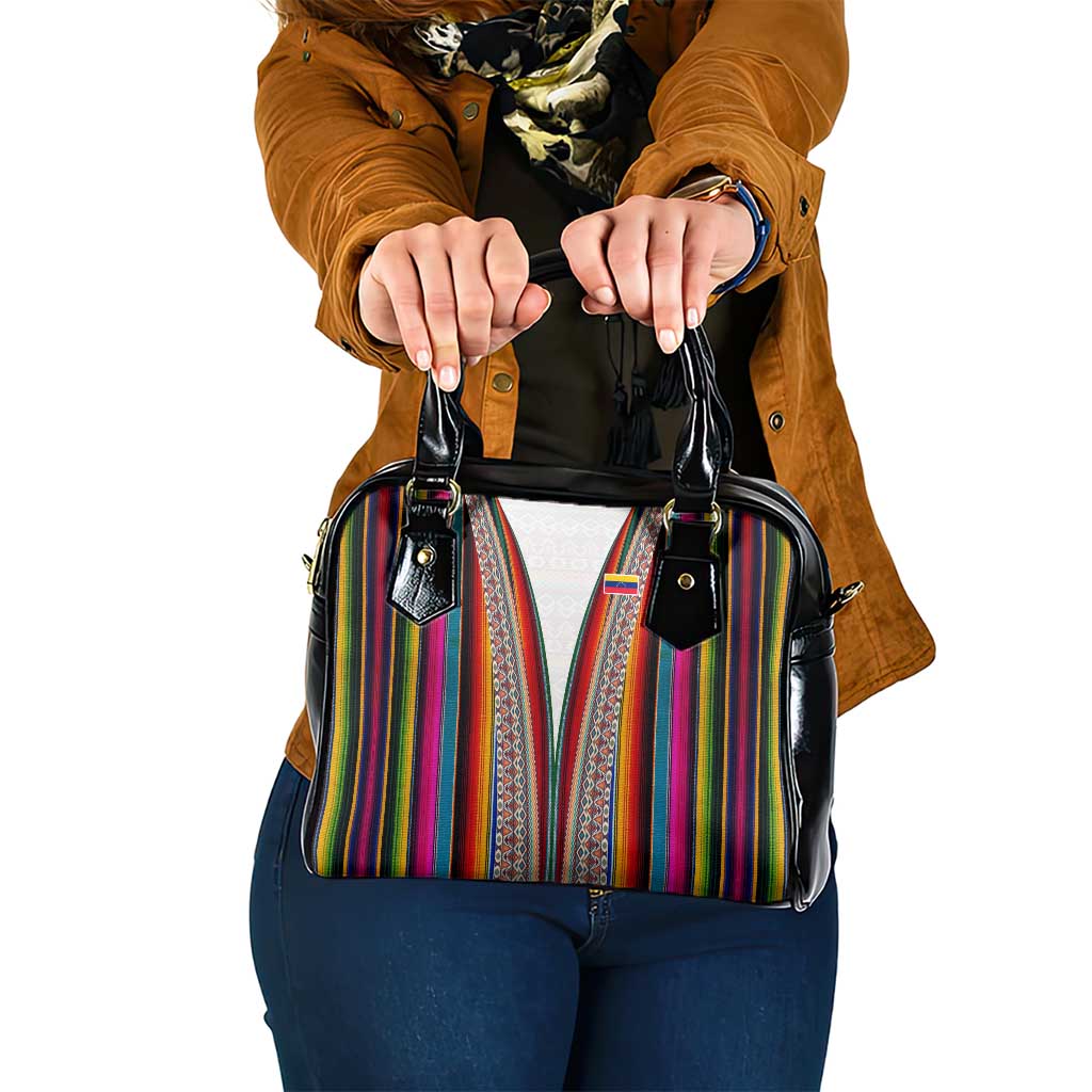 Venezuela Shoulder Handbag with Andean Multicolor Woven Textile Stripe Spirit