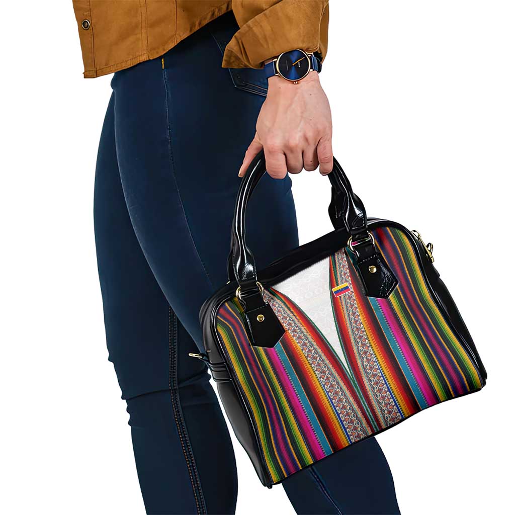 Venezuela Shoulder Handbag with Andean Multicolor Woven Textile Stripe Spirit