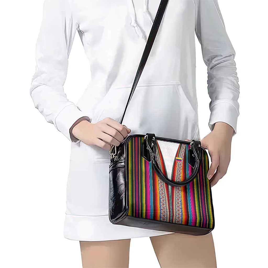 Venezuela Shoulder Handbag with Andean Multicolor Woven Textile Stripe Spirit