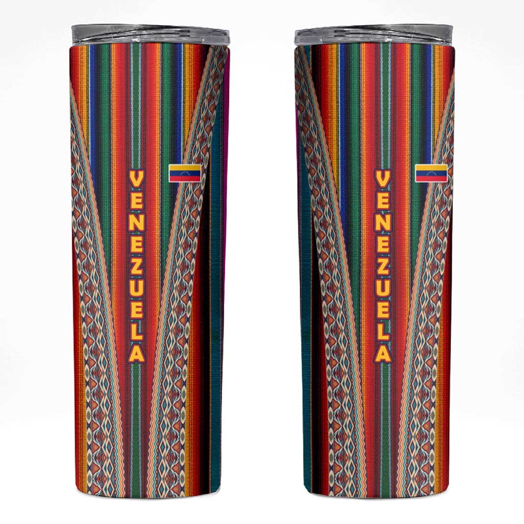 Venezuela Skinny Tumbler with Andean Multicolor Woven Textile Stripe Spirit