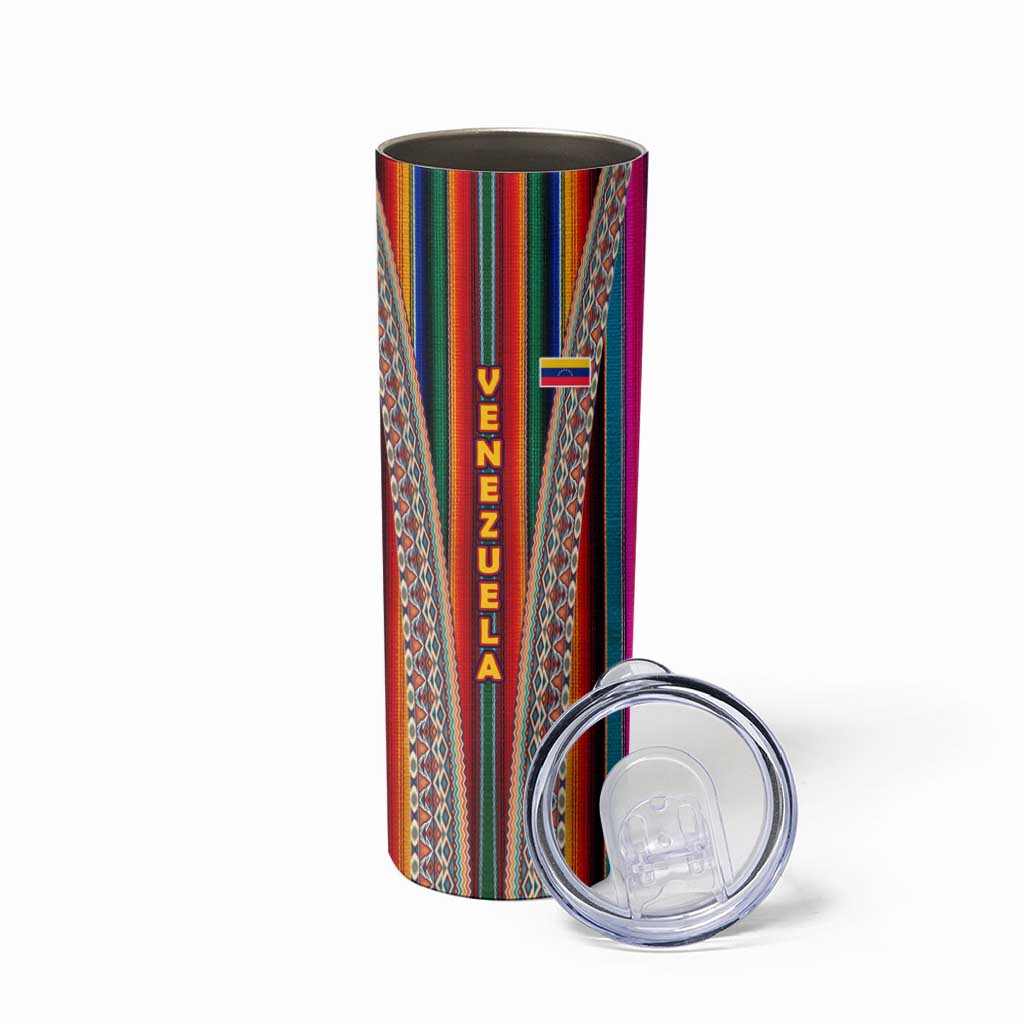 Venezuela Skinny Tumbler with Andean Multicolor Woven Textile Stripe Spirit
