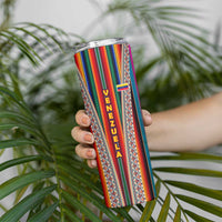 Venezuela Skinny Tumbler with Andean Multicolor Woven Textile Stripe Spirit