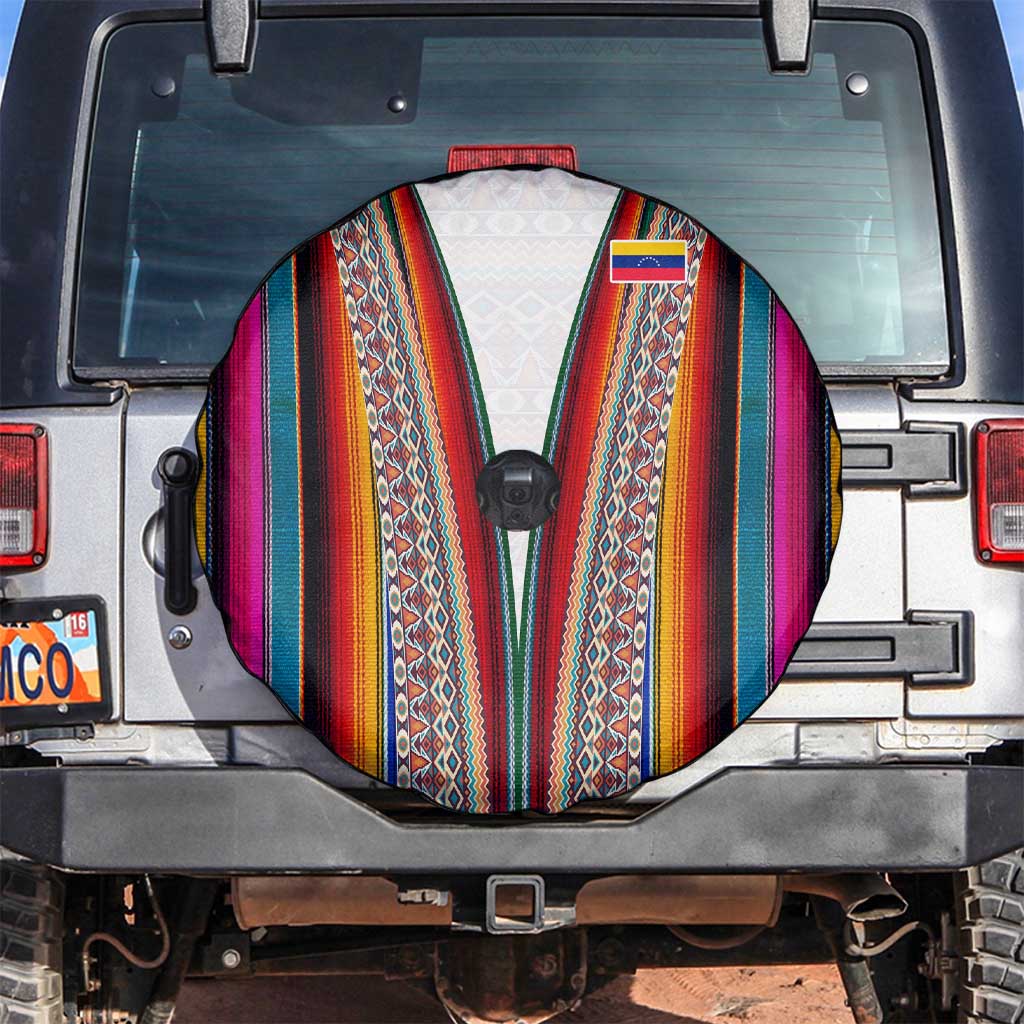 Venezuela Spare Tire Cover with Andean Multicolor Woven Textile Stripe Spirit