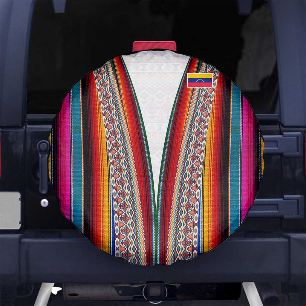 Venezuela Spare Tire Cover with Andean Multicolor Woven Textile Stripe Spirit