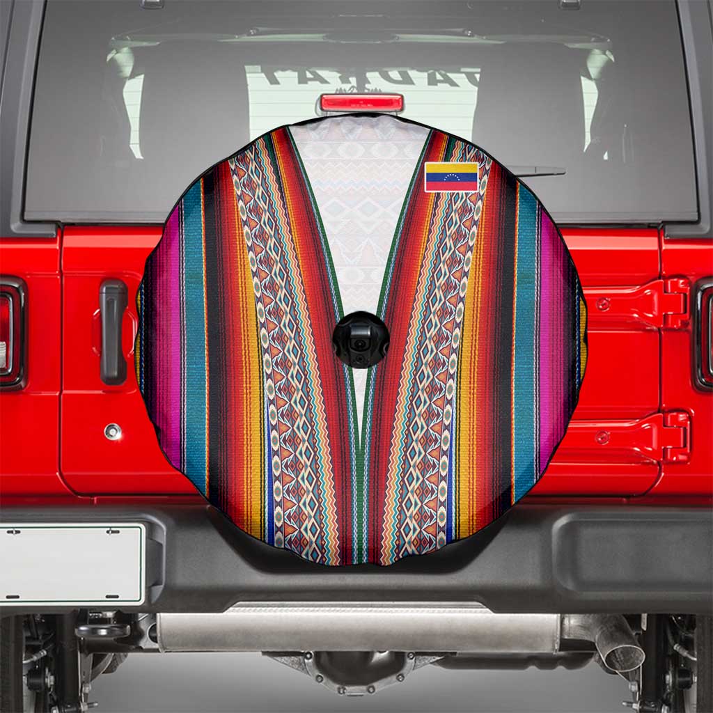Venezuela Spare Tire Cover with Andean Multicolor Woven Textile Stripe Spirit