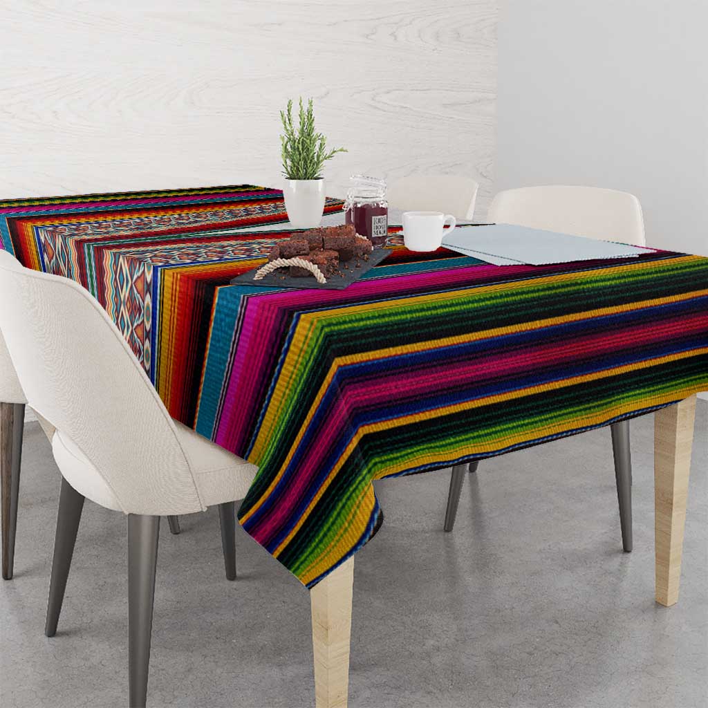 Venezuela Tablecloth with Andean Multicolor Woven Textile Stripe Spirit
