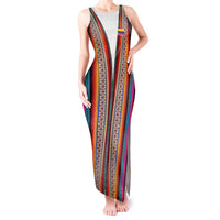Venezuela Tank Maxi Dress with Andean Multicolor Woven Textile Stripe Spirit