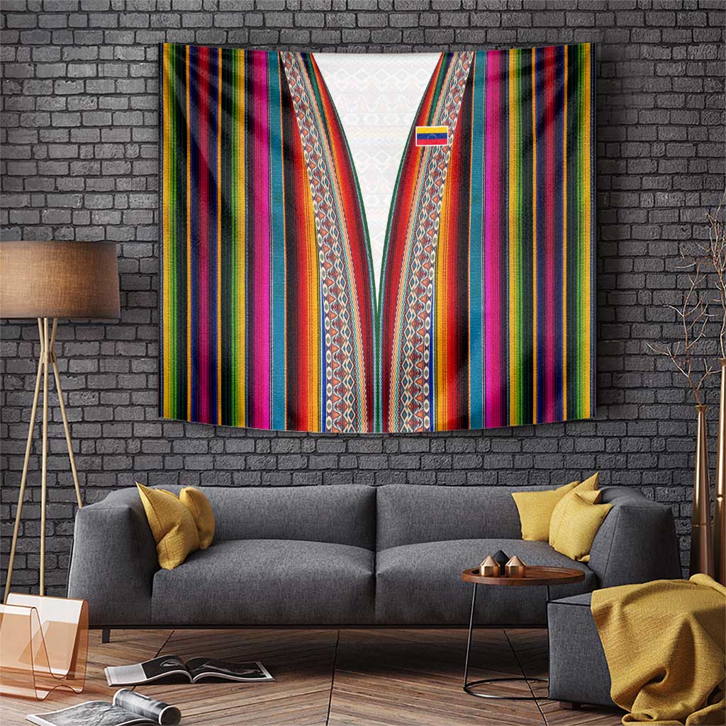 Venezuela Tapestry with Andean Multicolor Woven Textile Stripe Spirit