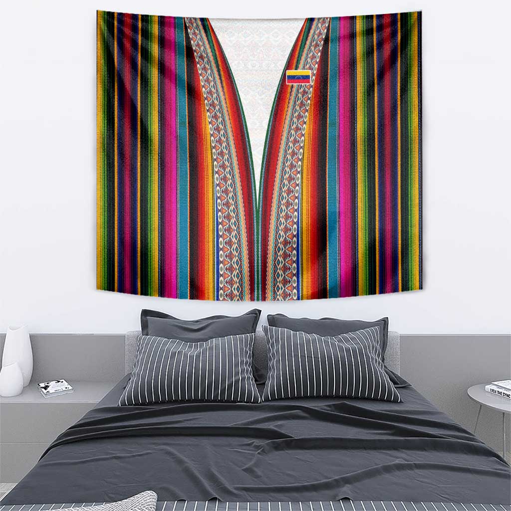 Venezuela Tapestry with Andean Multicolor Woven Textile Stripe Spirit