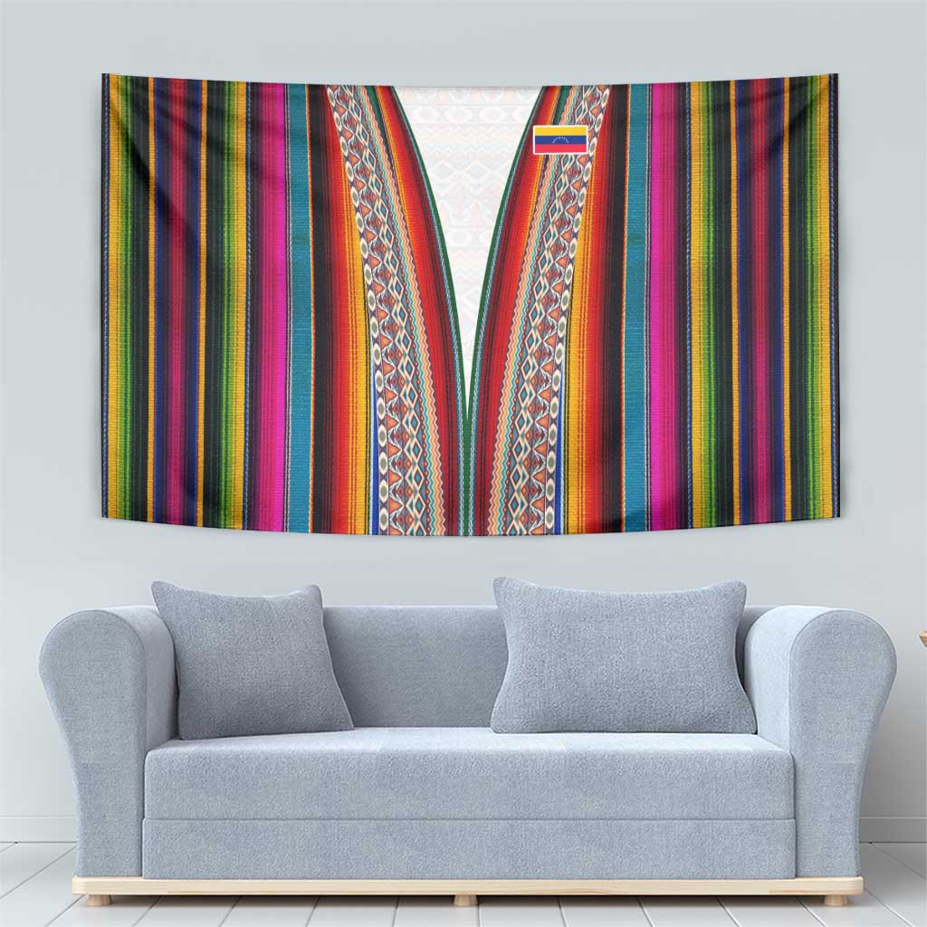 Venezuela Tapestry with Andean Multicolor Woven Textile Stripe Spirit