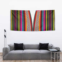 Venezuela Tapestry with Andean Multicolor Woven Textile Stripe Spirit