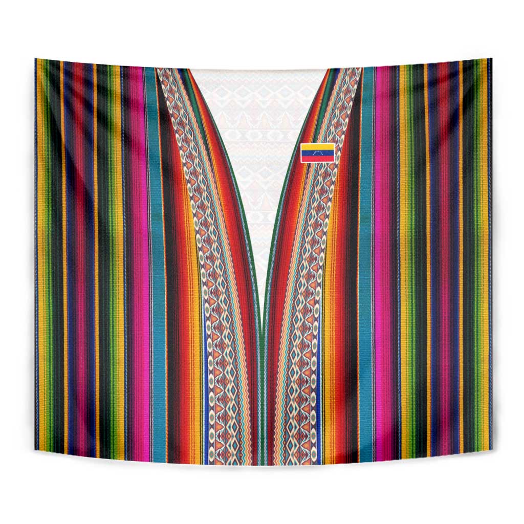 Venezuela Tapestry with Andean Multicolor Woven Textile Stripe Spirit