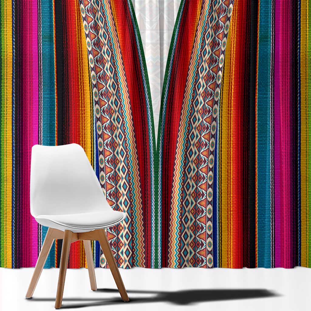 Venezuela Window Curtain with Andean Multicolor Woven Textile Stripe Spirit
